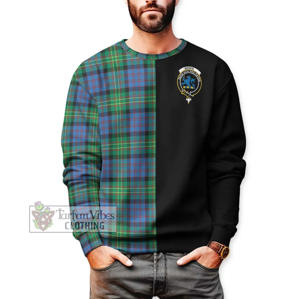 Bowie Ancient Tartan Sweatshirt with Family Crest and Half Of Me Style