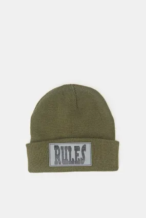 Boys Olive Knitted Cap