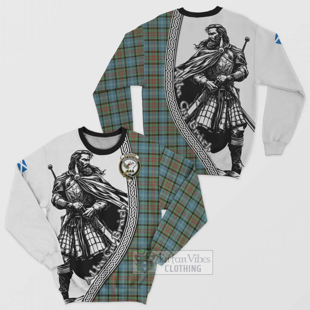 Brisbane Tartan Clan Crest Sweatshirt with Highlander Warrior Celtic Style