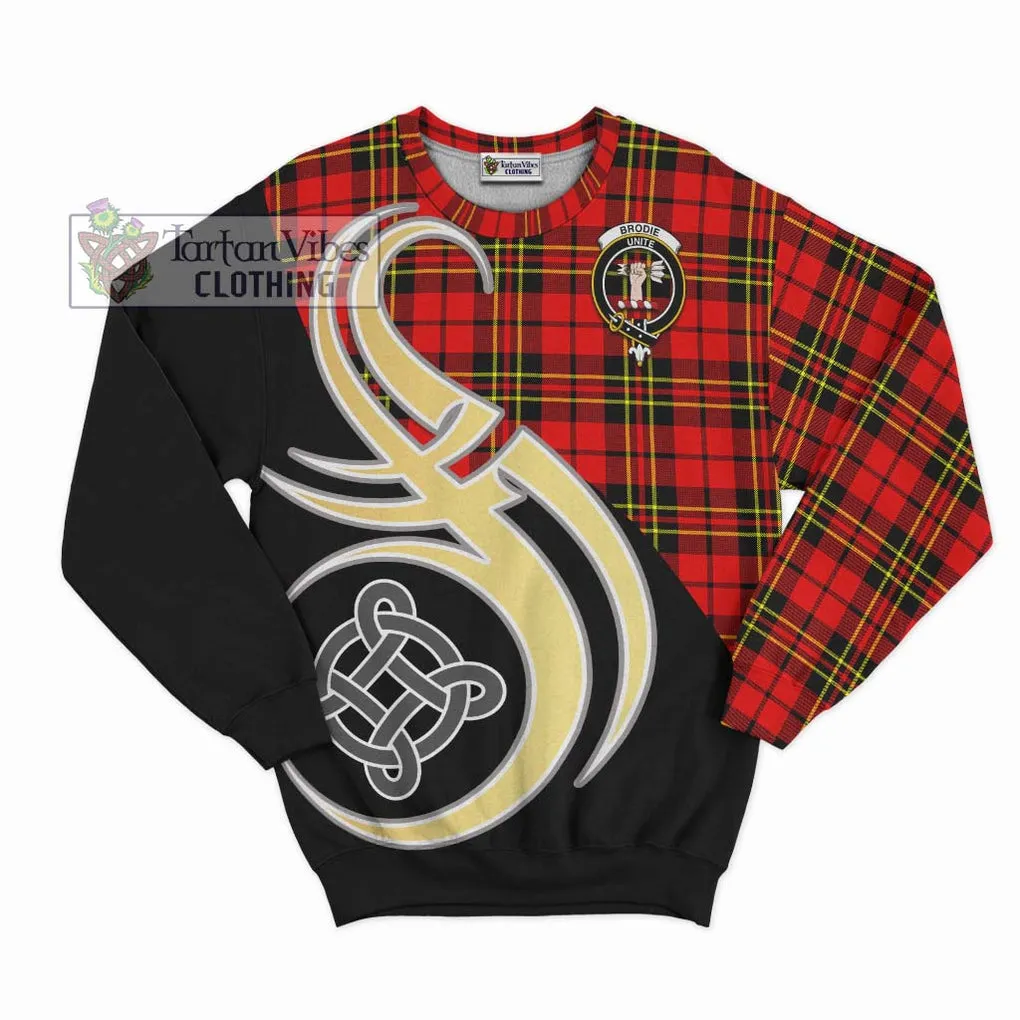 Brodie Modern Tartan Sweatshirt with Family Crest and Celtic Symbol Style