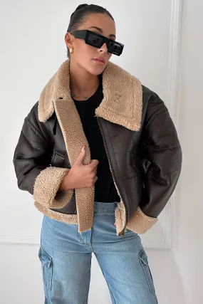 Brown Aviator Shearling Jacket