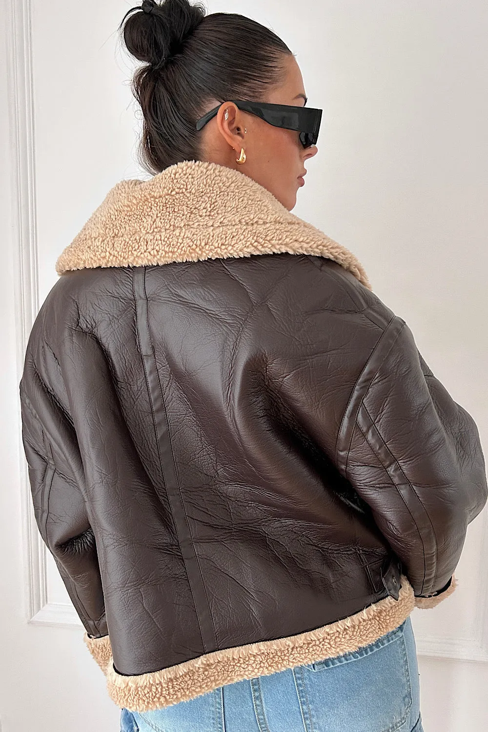 Brown Aviator Shearling Jacket