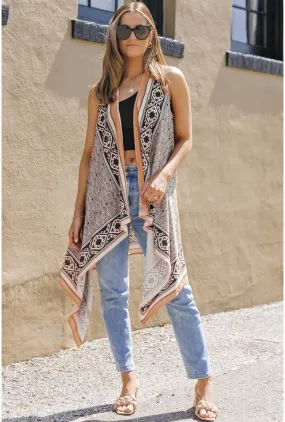 Brown Boho Sleeveless Kimono