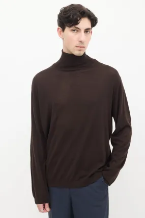 Brown Cashmere & Wool Turtleneck Top