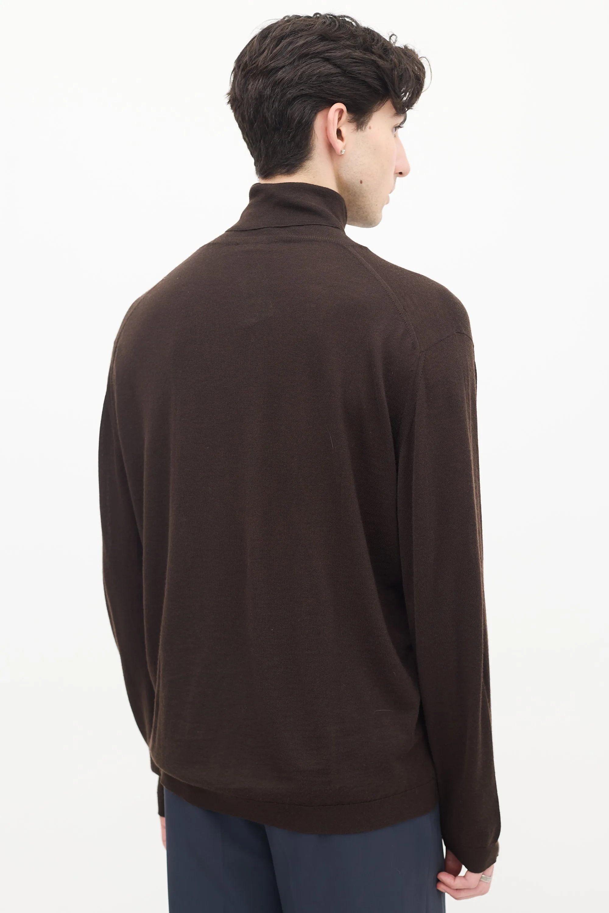 Brown Cashmere & Wool Turtleneck Top