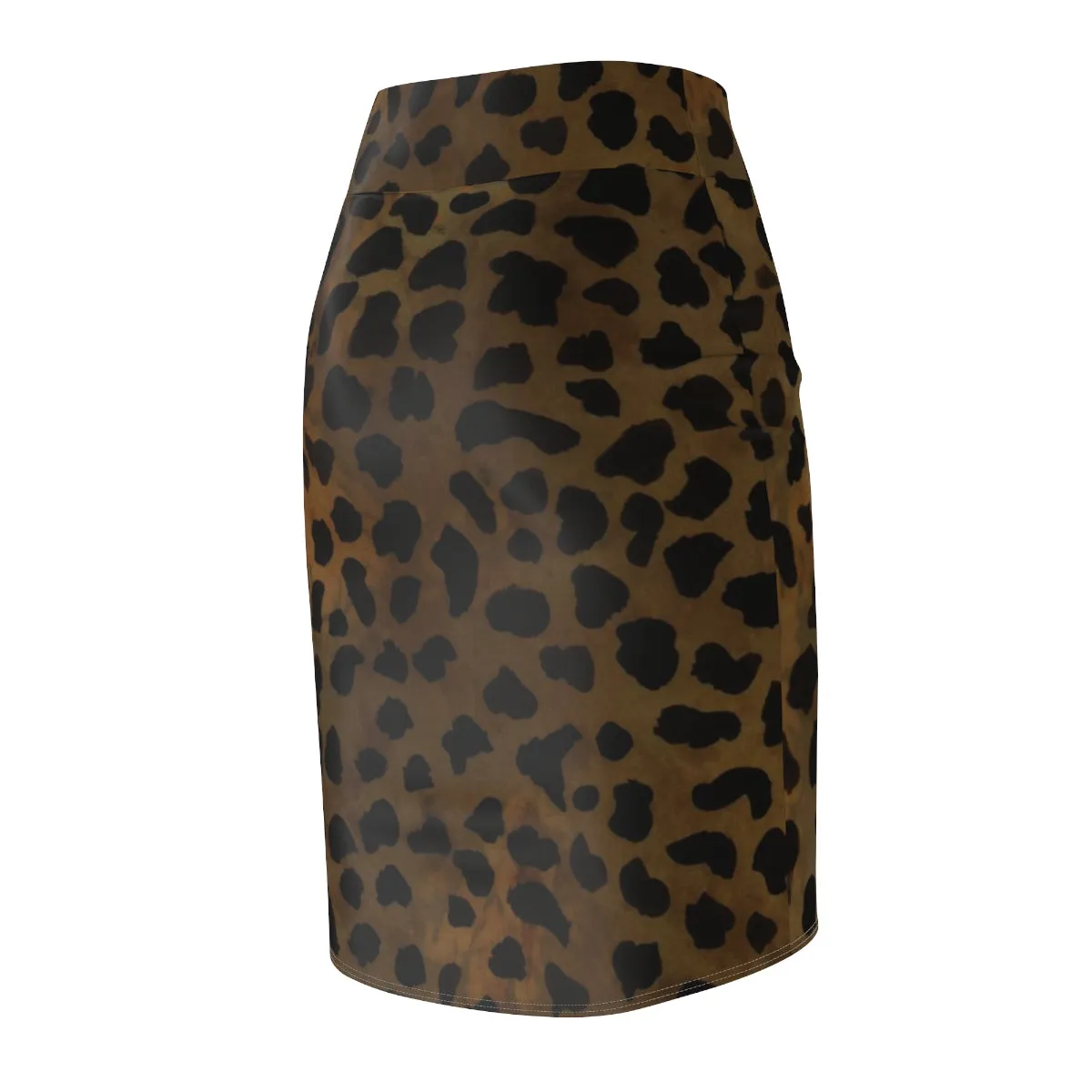 Brown Leopard Pencil Skirt, Cheetah Animal Print Women's Skirt-Made in USA(Size:XS-2XL)