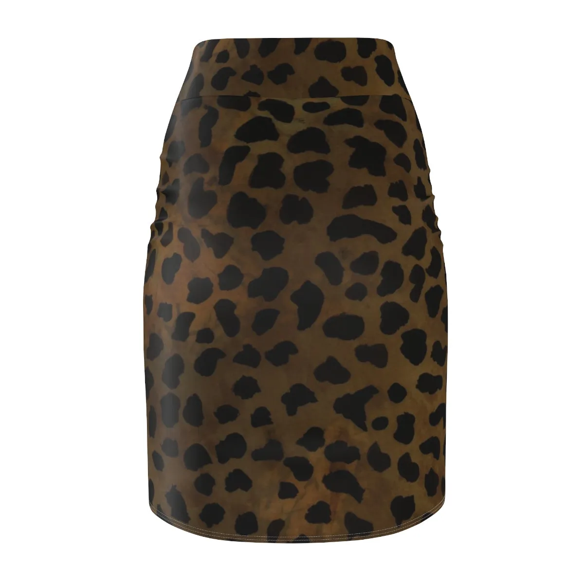 Brown Leopard Pencil Skirt, Cheetah Animal Print Women's Skirt-Made in USA(Size:XS-2XL)