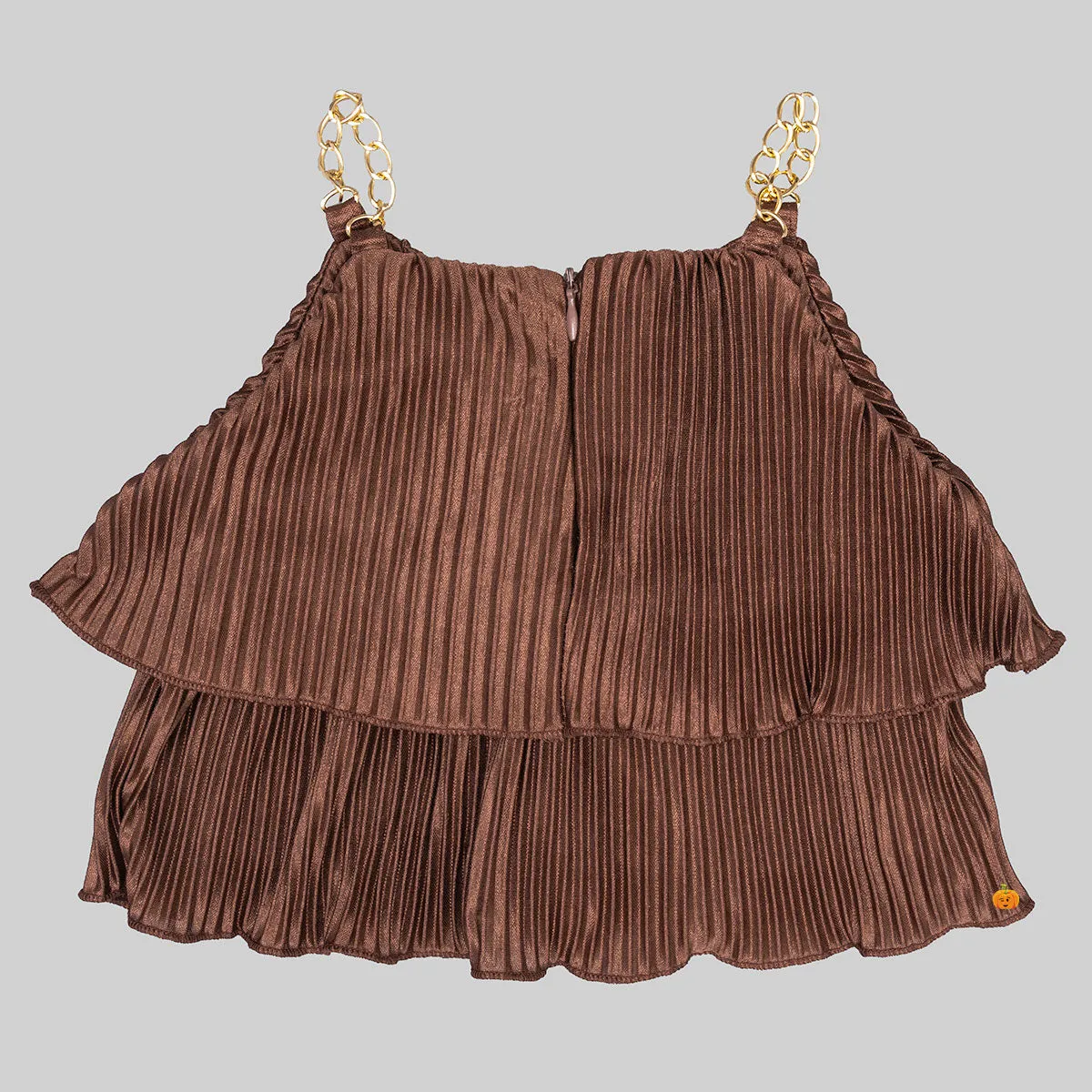 Brown Striped Girls Culottes with Top