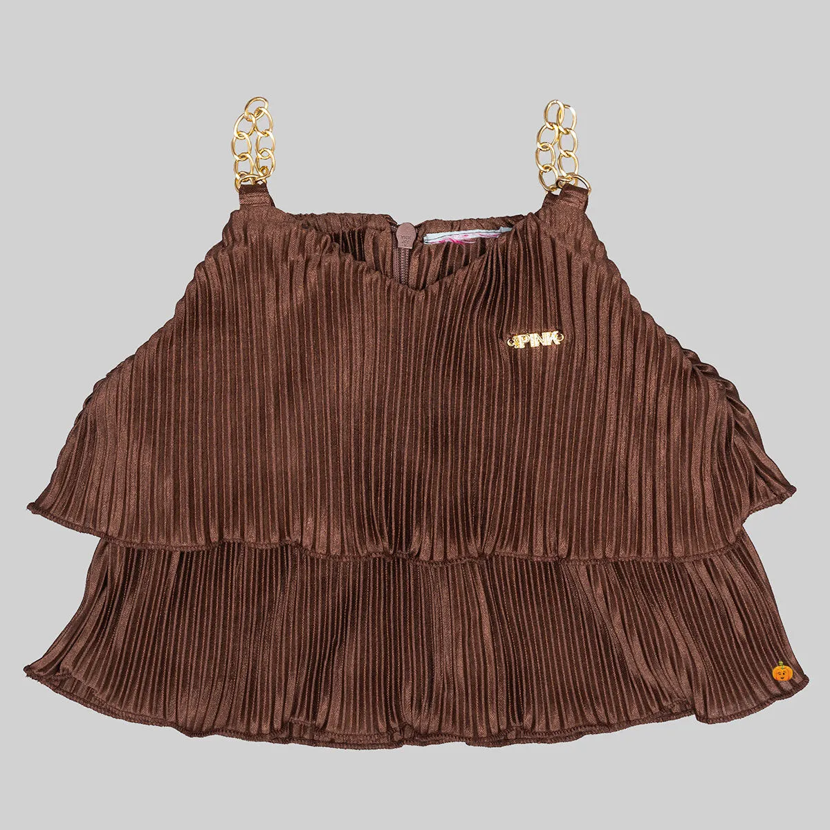 Brown Striped Girls Culottes with Top