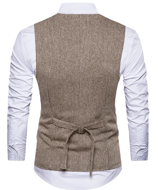 Brown Tweed Double-Breasted Men's Vest