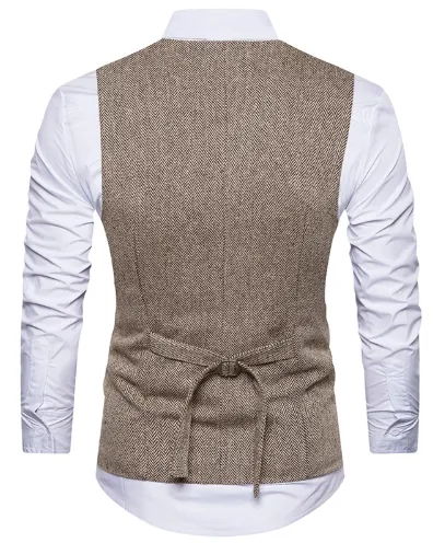 Brown Tweed Double-Breasted Men's Vest