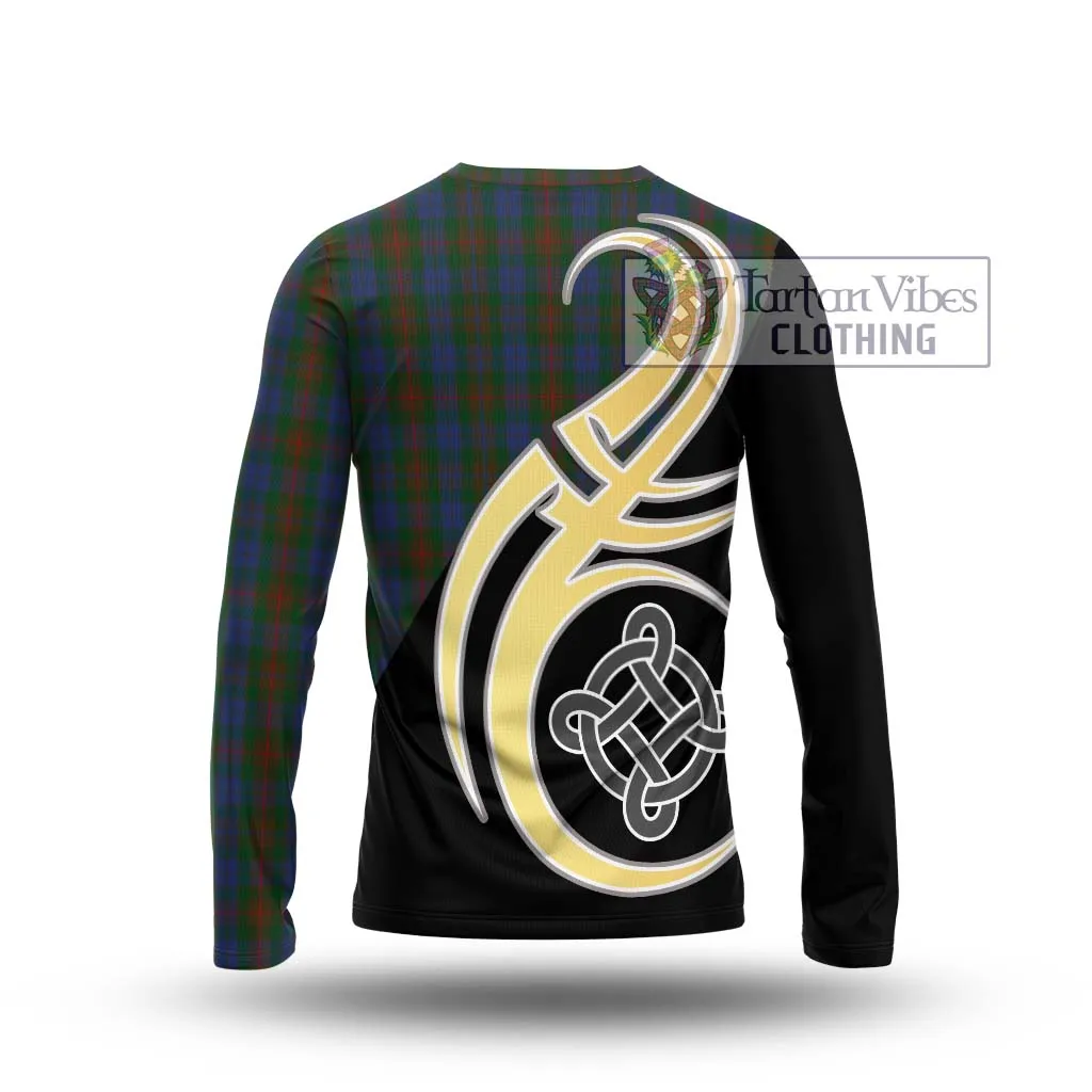 Buchanan Hunting Tartan Long Sleeve T-Shirt with Family Crest and Celtic Symbol Style