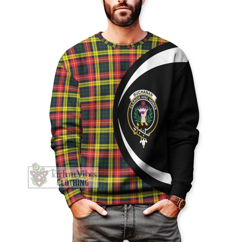 Buchanan Modern Tartan Sweatshirt with Family Crest Circle Style