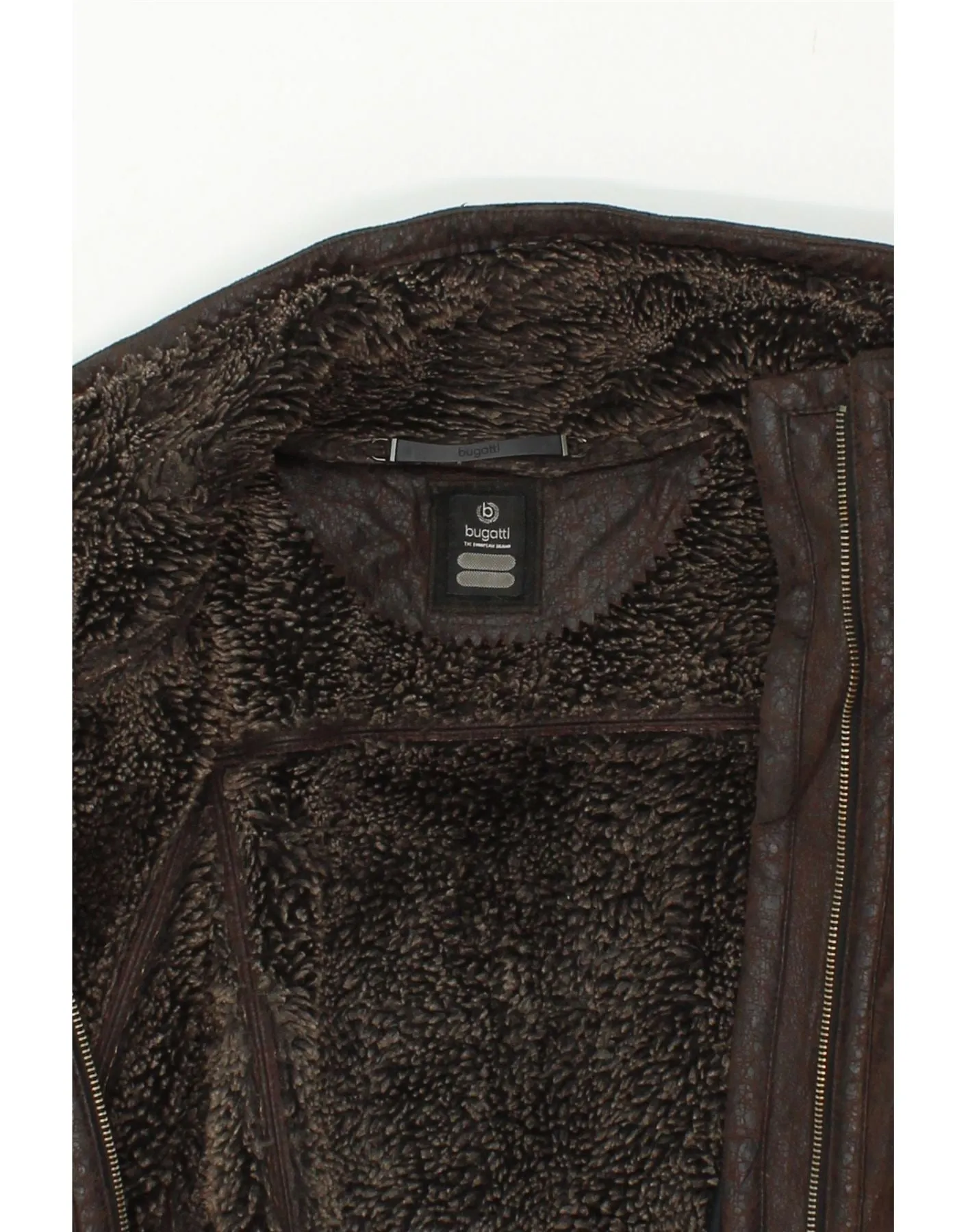 BUGATTI Womens Shearling Jacket UK 14 Medium Brown