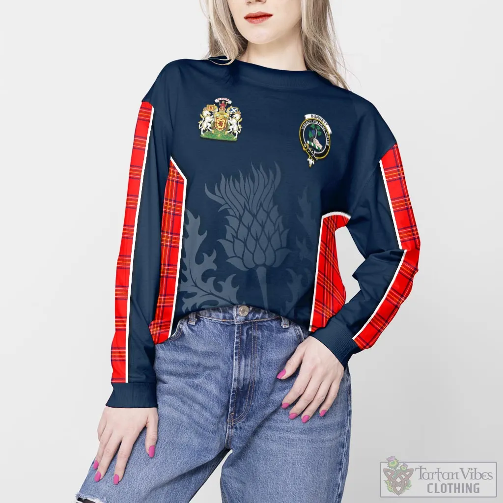 Burnett Modern Tartan Sweatshirt with Family Crest and Scottish Thistle Vibes Sport Style