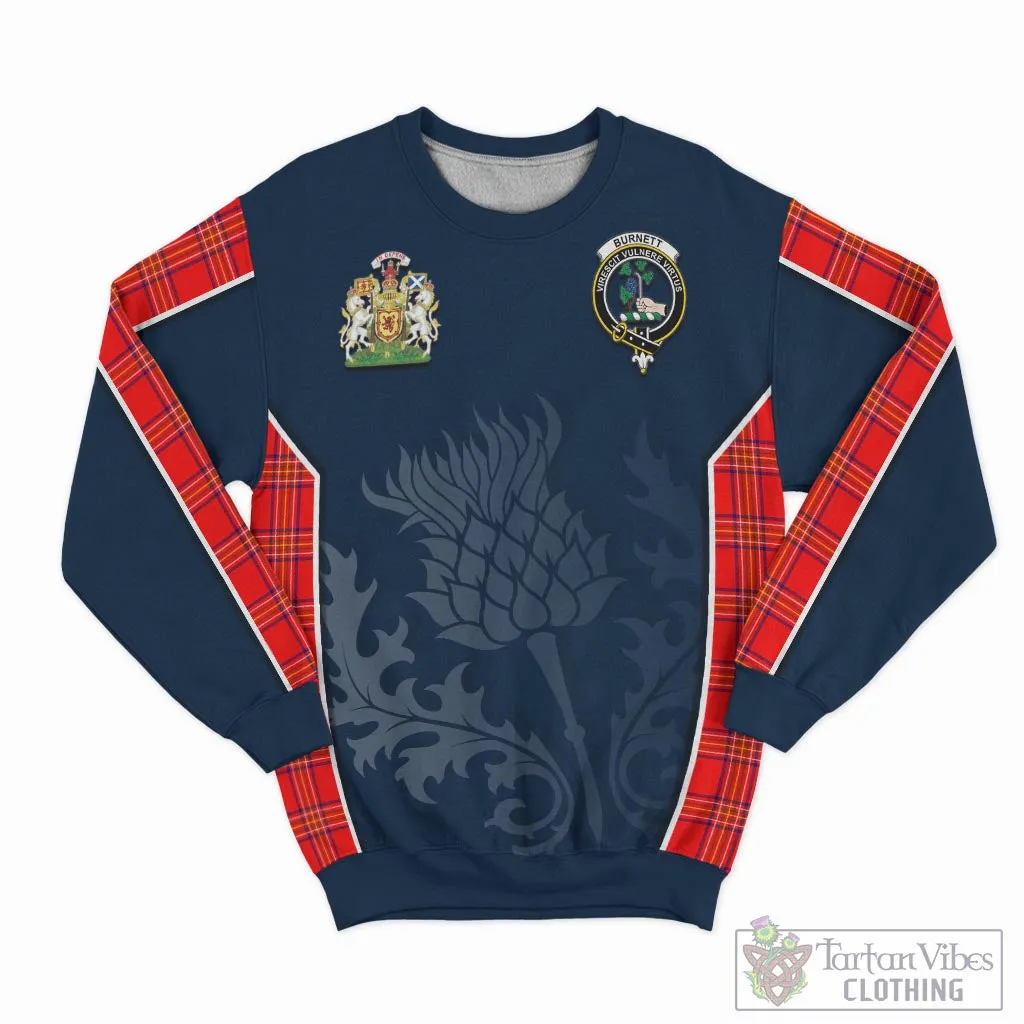 Burnett Modern Tartan Sweatshirt with Family Crest and Scottish Thistle Vibes Sport Style