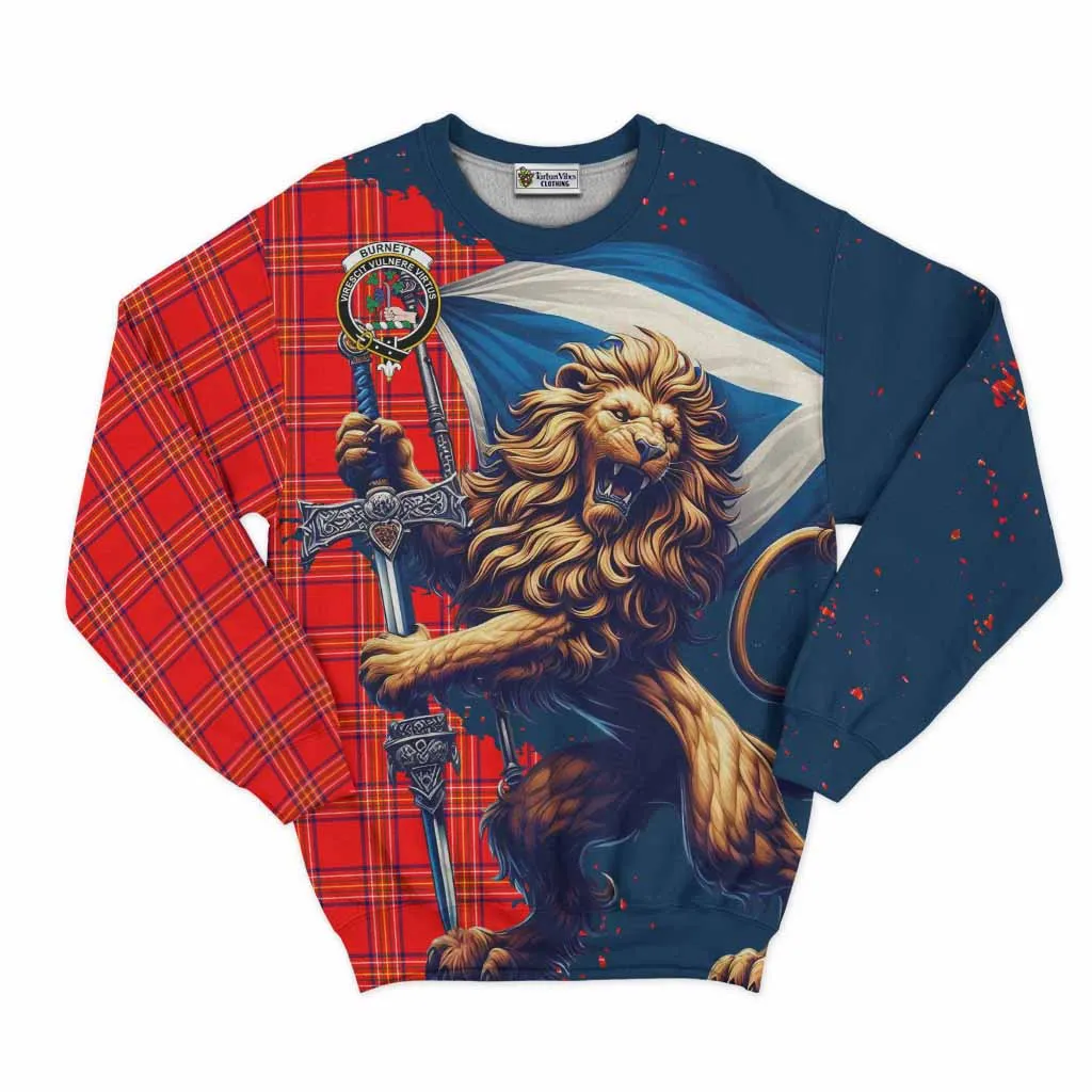 Burnett Tartan Family Crest Sweatshirt with Scottish Majestic Lion