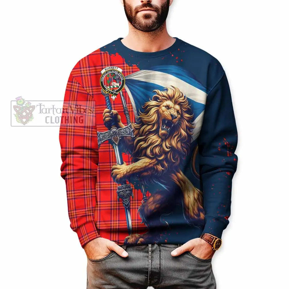 Burnett Tartan Family Crest Sweatshirt with Scottish Majestic Lion