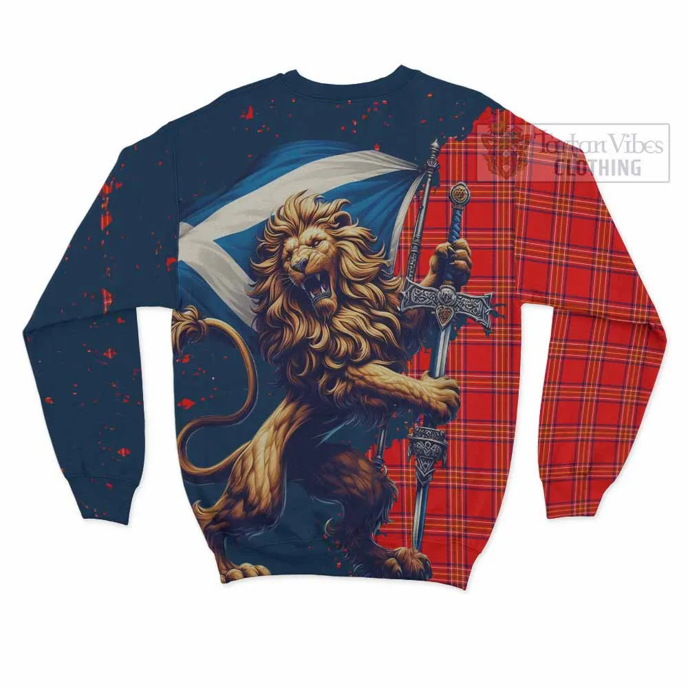 Burnett Tartan Family Crest Sweatshirt with Scottish Majestic Lion