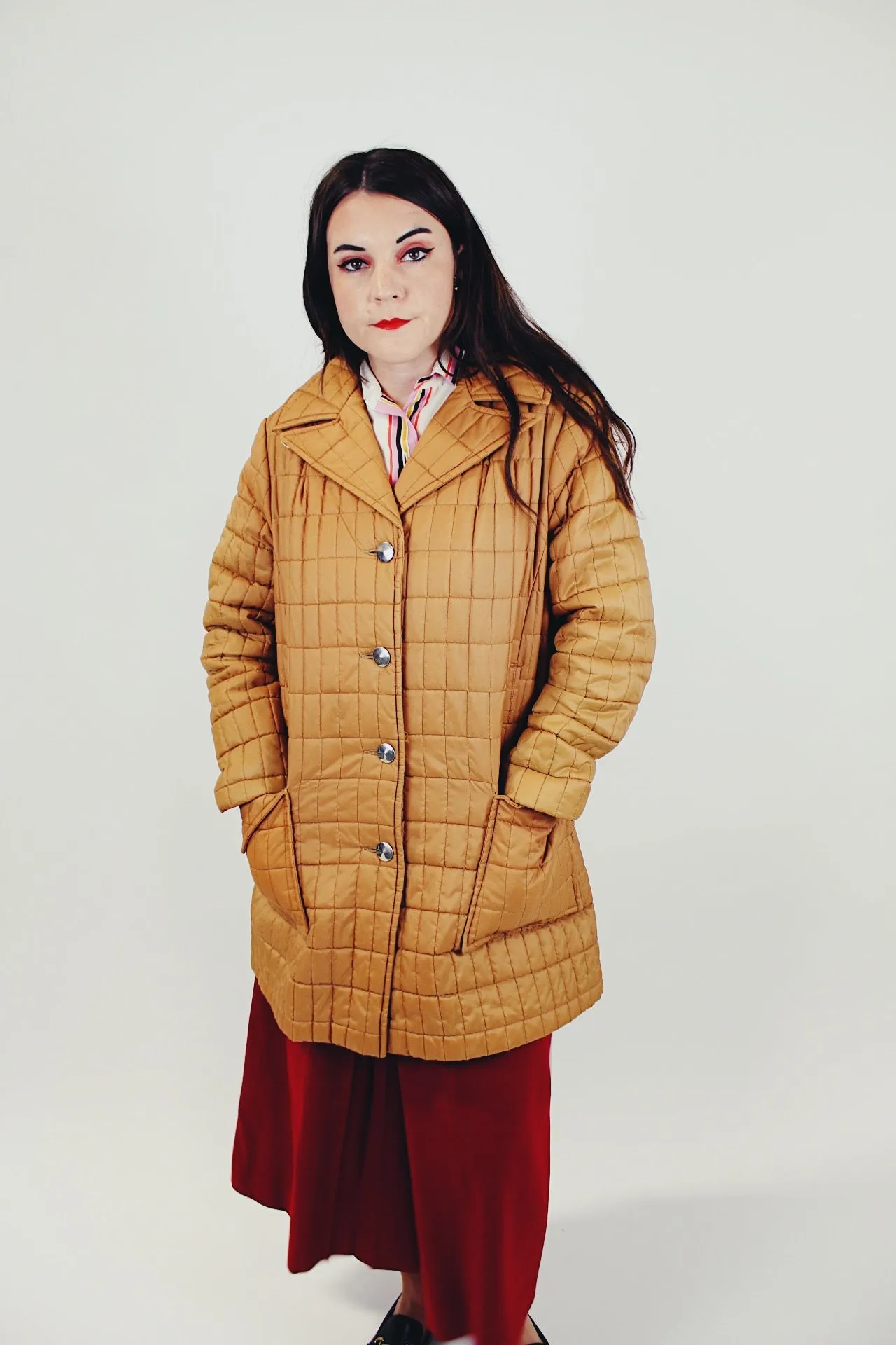 Camel Quilted Puffer Jacket