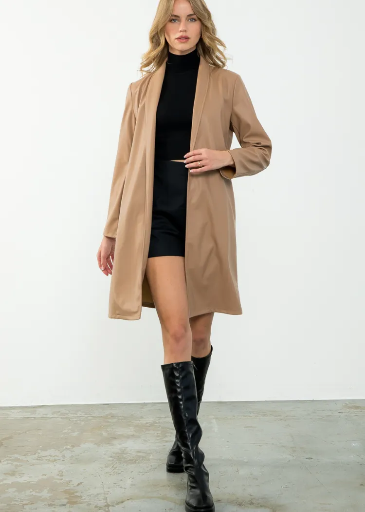 Camilla Leather Coat - Beige