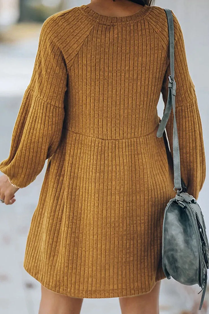 Catch Yourself Bubble Sleeve Sweater Dress