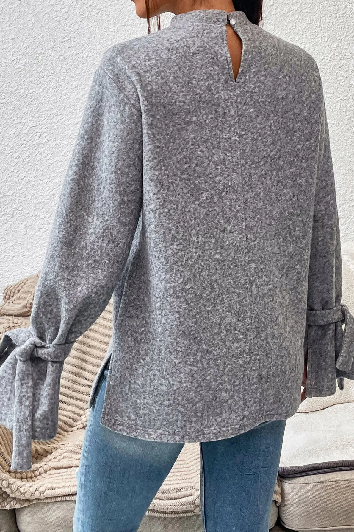 Chic Cuffs Turtleneck Gray Top