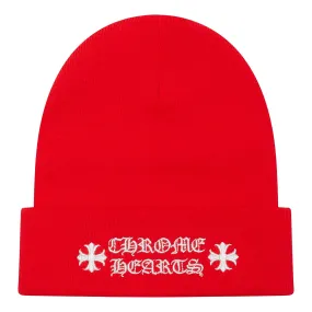 Chrome Hearts Logo Red Beanie