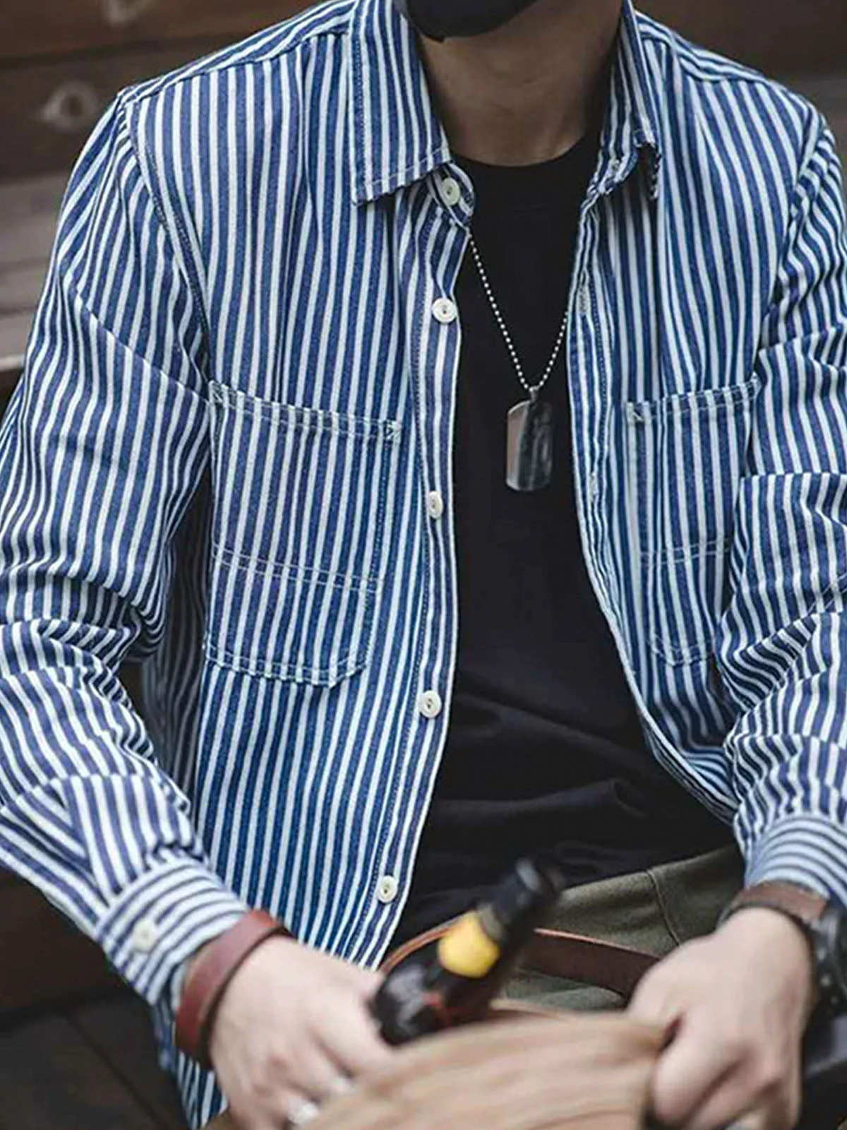 Classic Casual Stripe Cargo Shirt