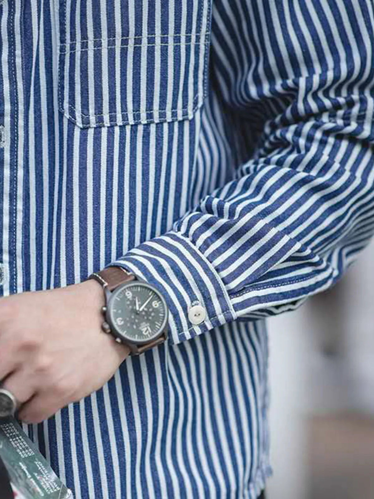 Classic Casual Stripe Cargo Shirt