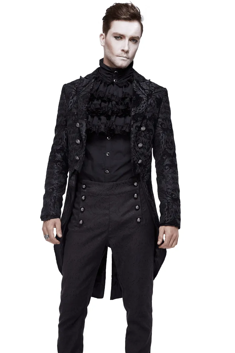 CLEARANCE of Black Long Trench Coat For Men In Gothic Fashion Style - US