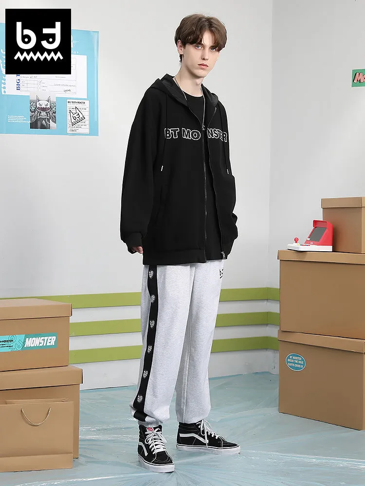 Color contrast patchwork heart letter printed side stripe ankle sweatpants