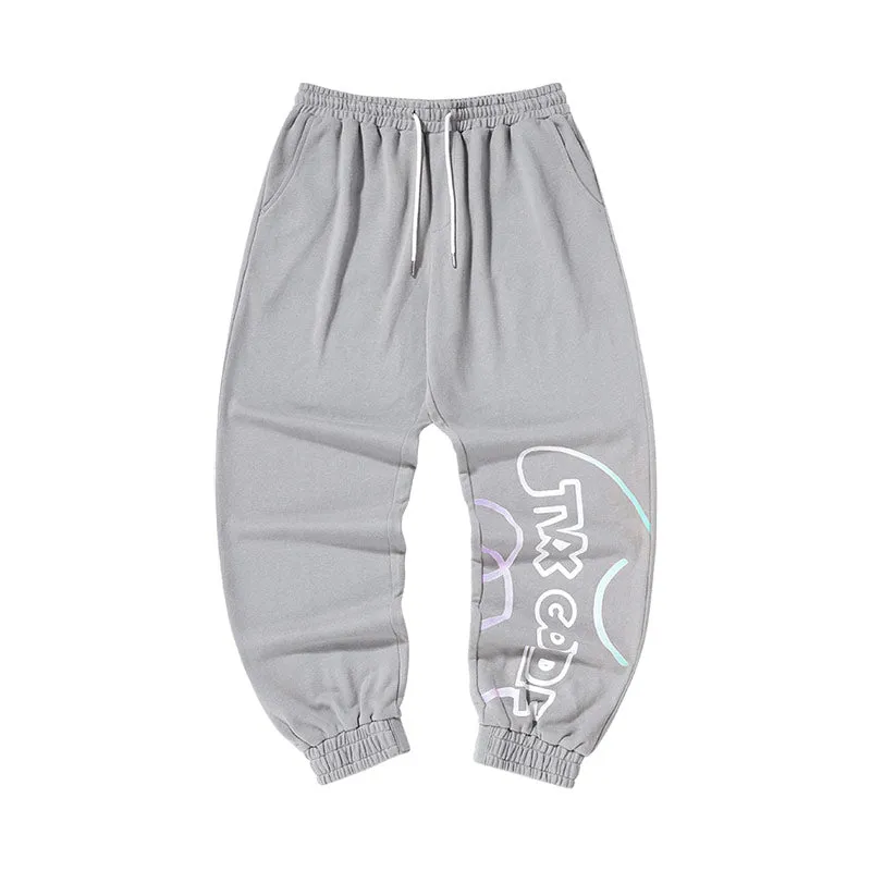 Colorful letter-printed drawstring stretch pants with waist and leg girdle cotton sweatpants