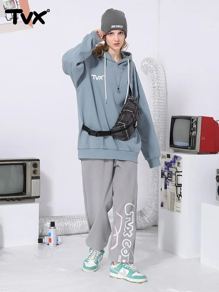 Colorful letter-printed drawstring stretch pants with waist and leg girdle cotton sweatpants