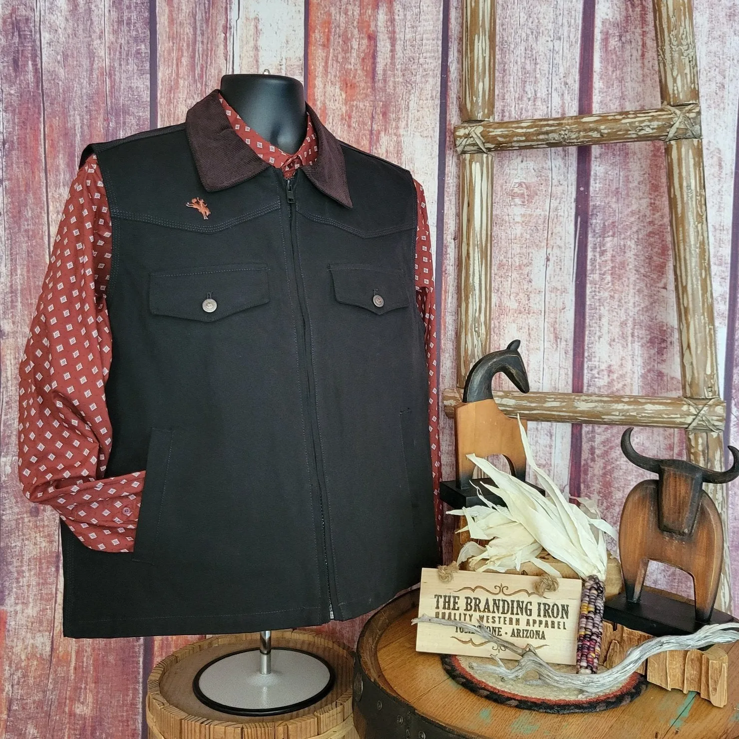 Conceal Carry Vest the "Cody" by Wyoming Traders BLK/TAN