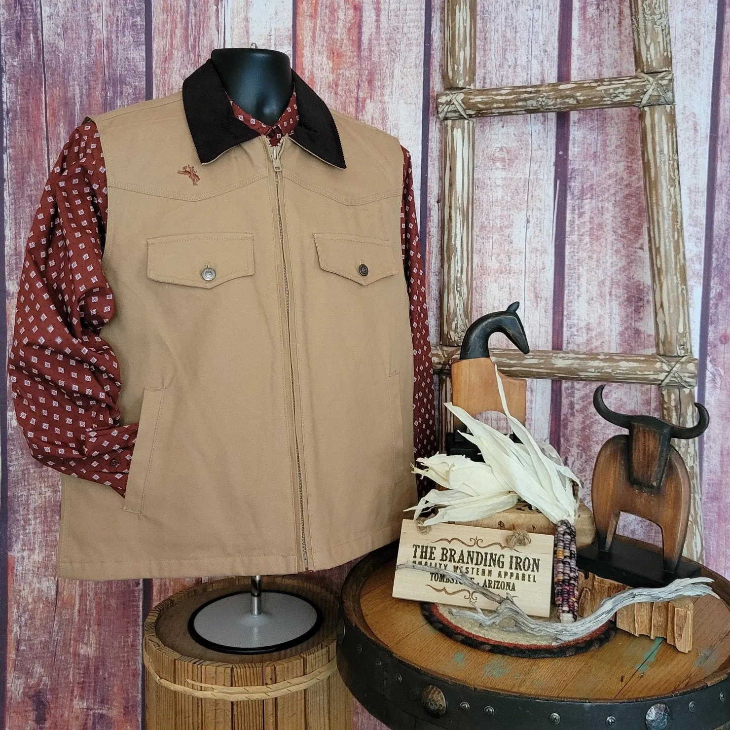 Conceal Carry Vest the "Cody" by Wyoming Traders BLK/TAN