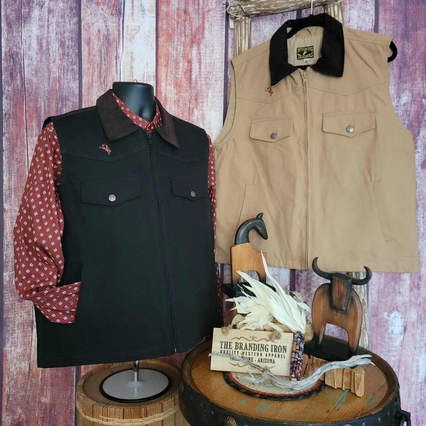 Conceal Carry Vest the "Cody" by Wyoming Traders BLK/TAN