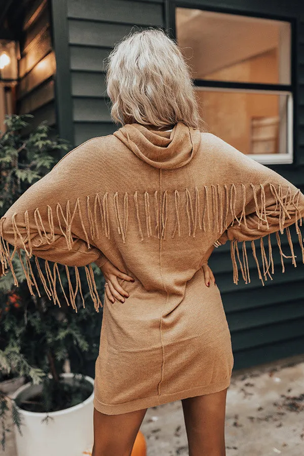 Corn Maze Sweater Dress In Camel