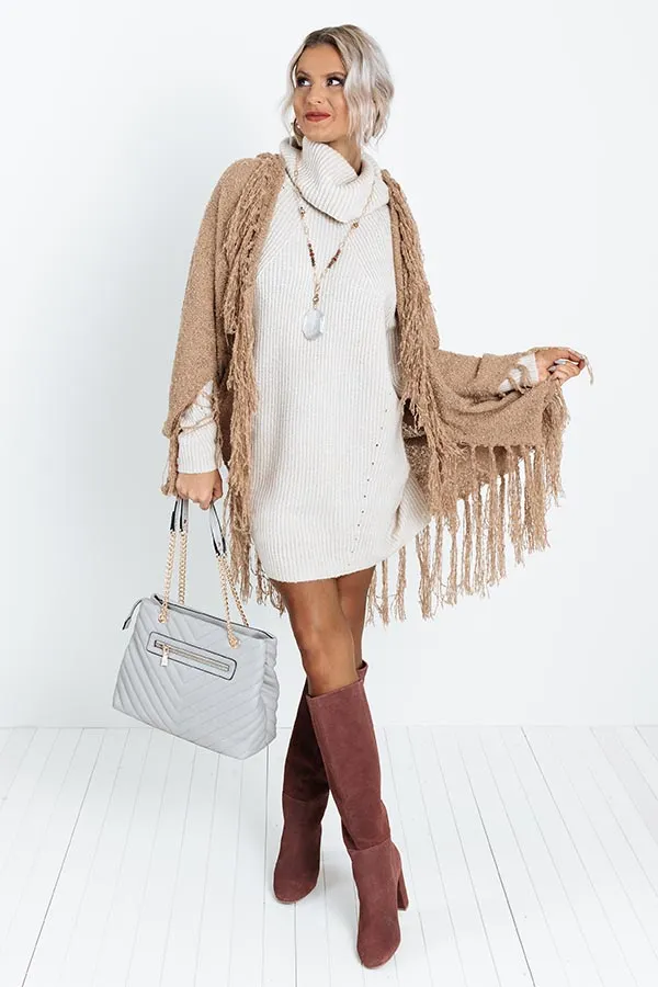 Country Cottage Knit Sweater Dress In Light Birch