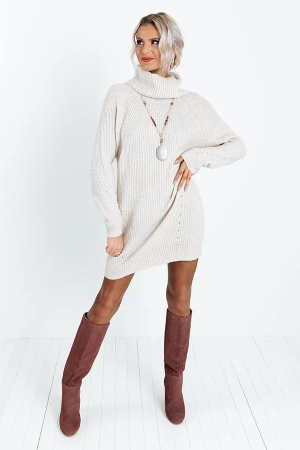 Country Cottage Knit Sweater Dress In Light Birch