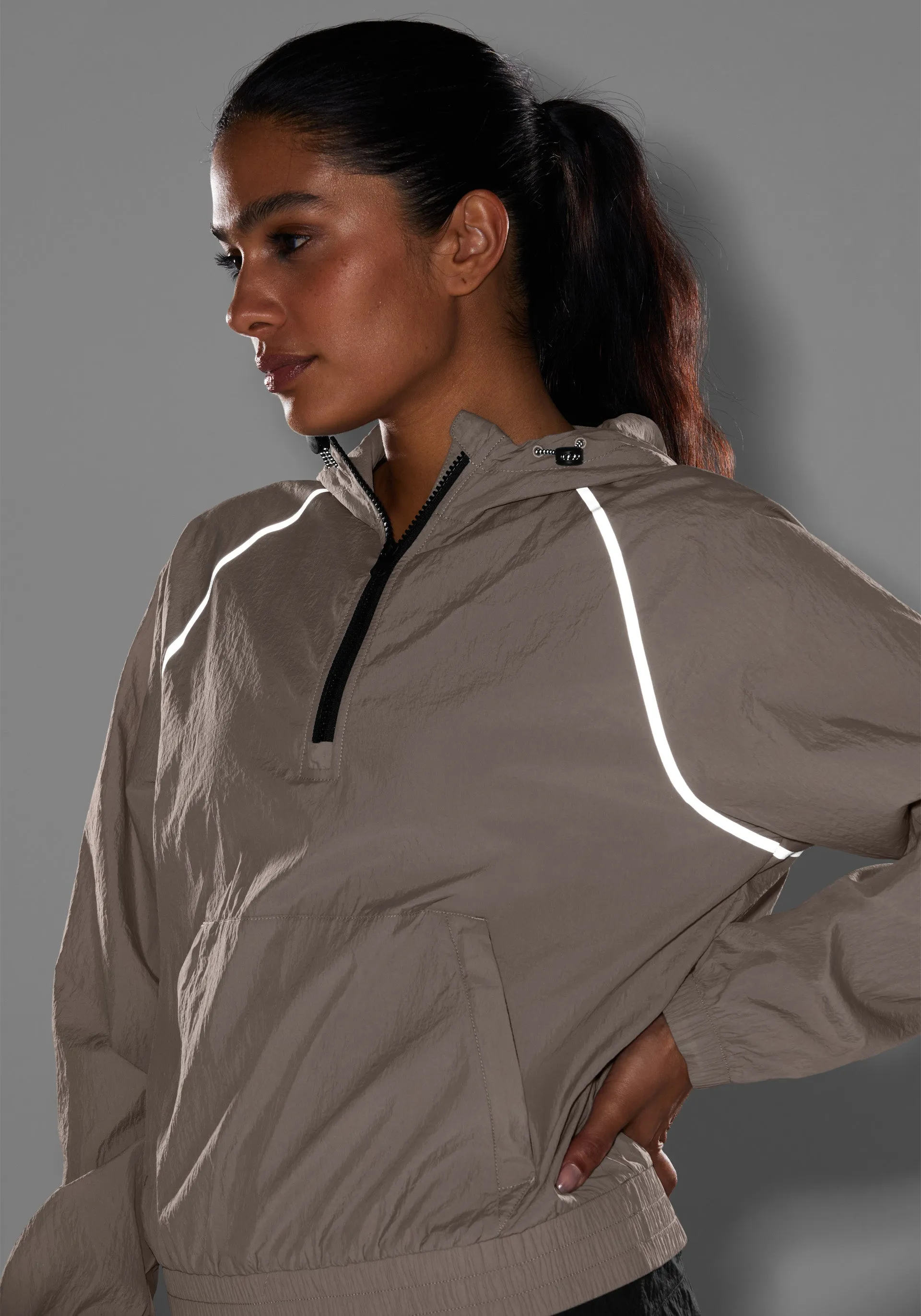 Crinkle Nylon 1/4 Zip Pullover