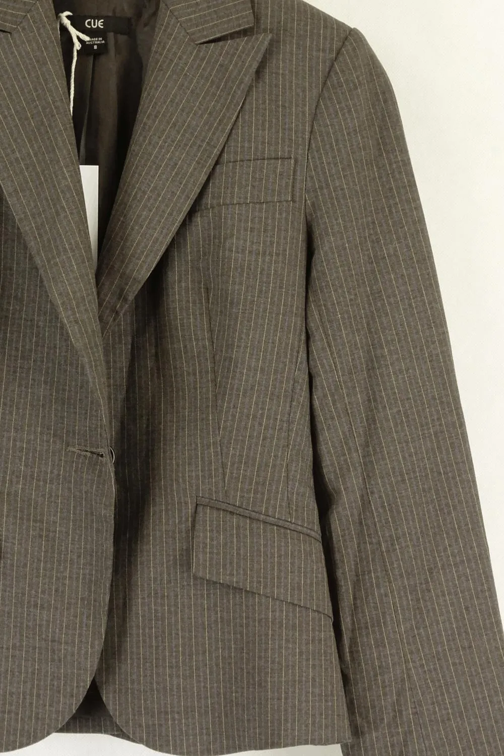 Cue Brown Pin Striped Blazer 8