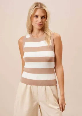 Curren Striped Top - Brown & White