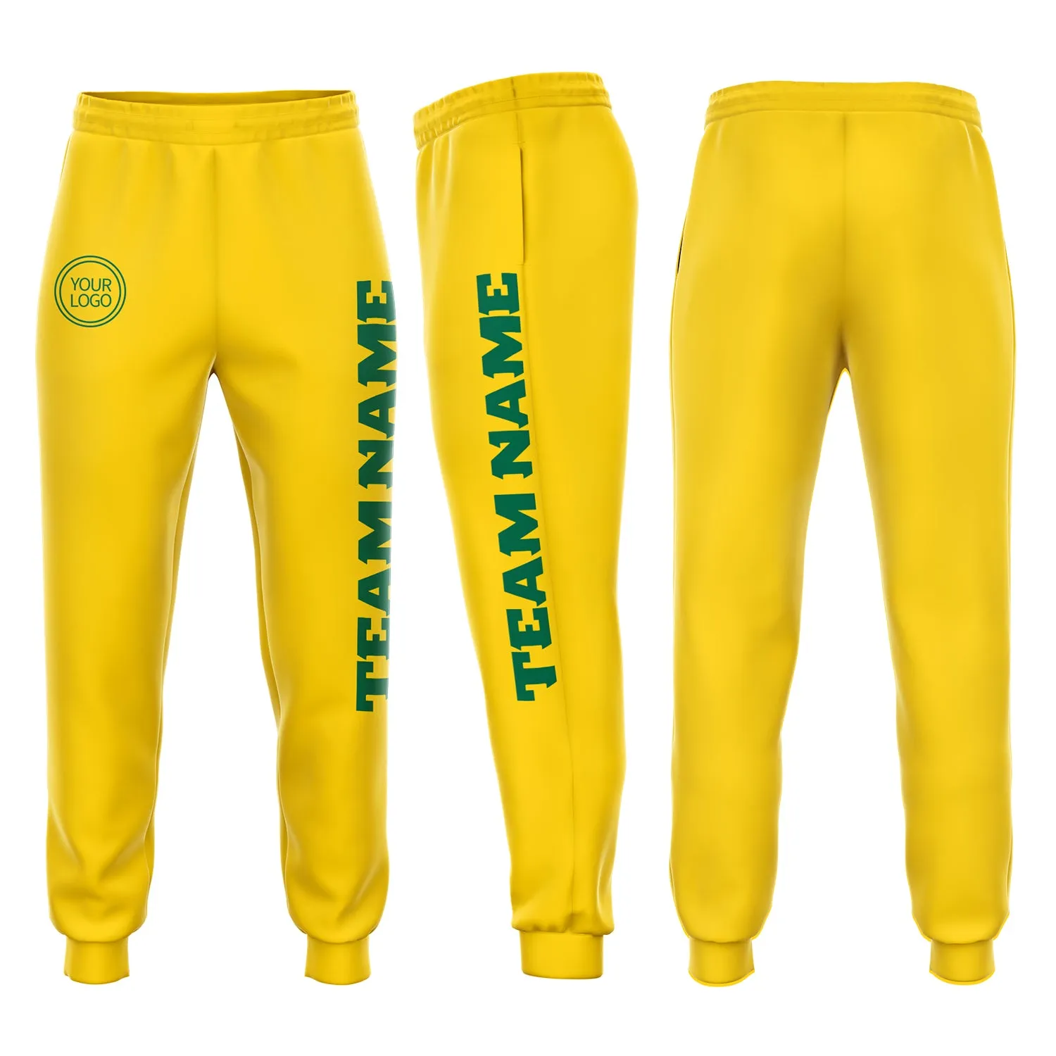 Custom Gold Kelly Green Fleece Jogger Sweatpants