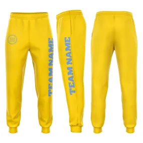 Custom Gold Light Blue Fleece Jogger Sweatpants