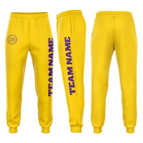 Custom Gold Purple Fleece Jogger Sweatpants