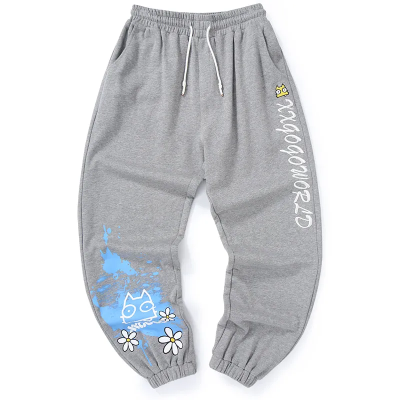 Daisy Graffiti Print Basic Jogger Sweatpants