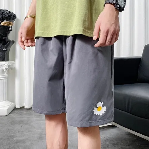 Daisy Print Shorts for Mens Summer Fashion Trends Plus Size Streetwear Teenage Baggy Beach Sweatpants Hawaiian Oversized Clothes