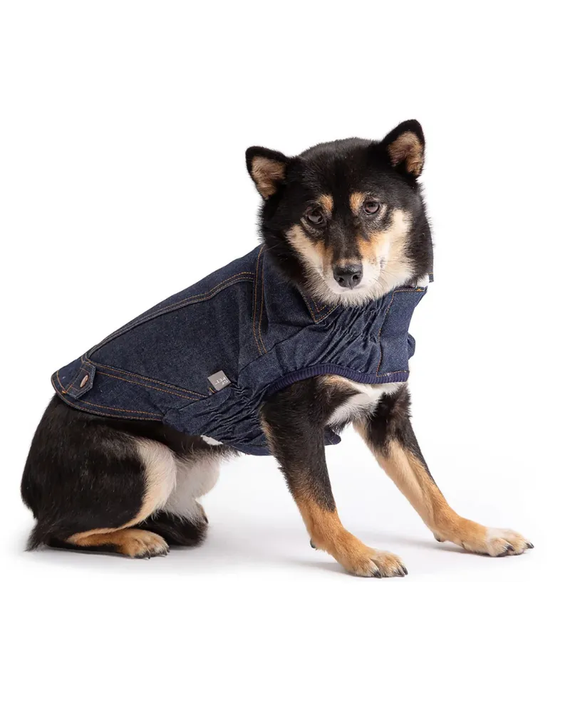 Dark Denim & Shearling Dog Jacket