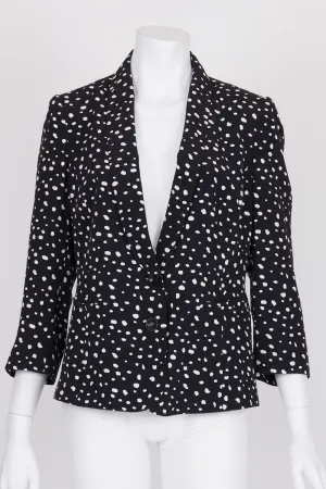 David Lawrence Black and White Polka Dot Button Front Blazer 12